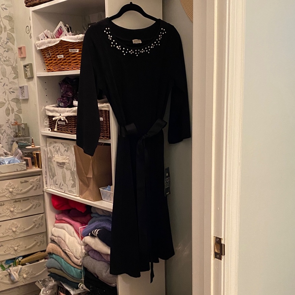 Avenue Black Dress with Rhinestone Details